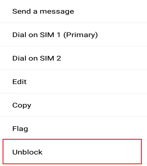 Tap on Unblock from the Menu