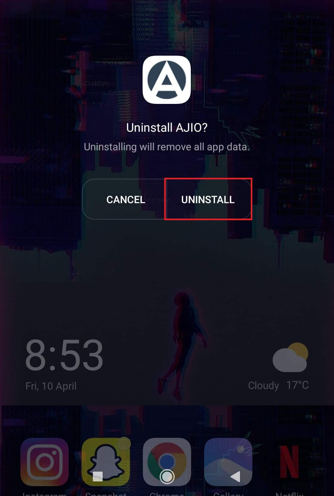 Tap on Uninstall on the pop-up window | Uninstall Or Delete Apps on Android