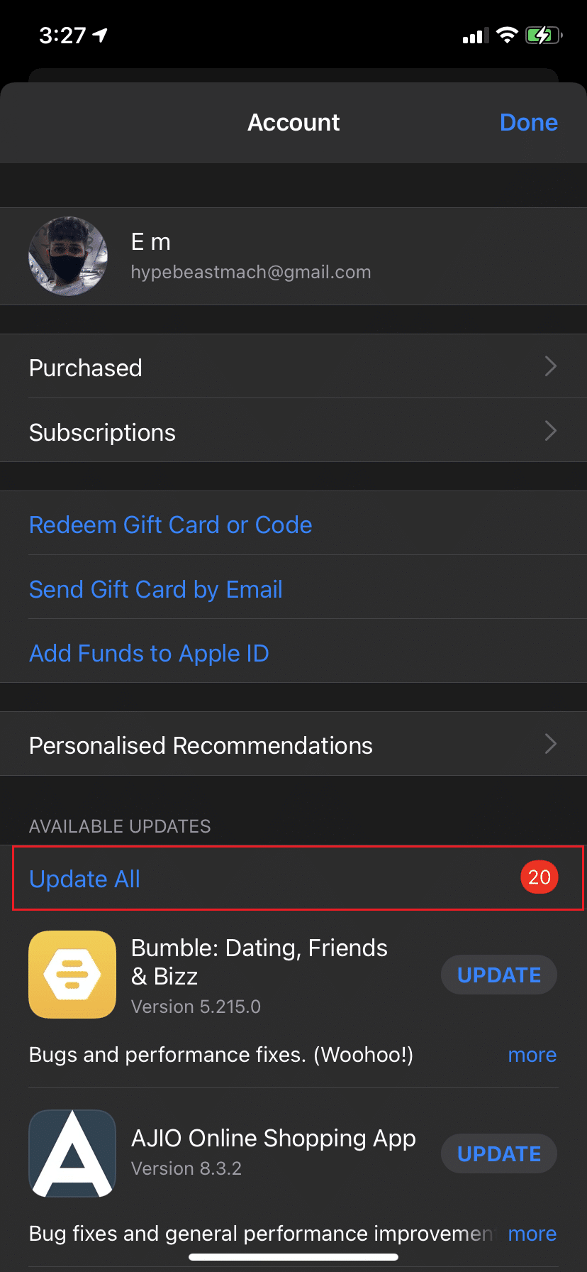 Tap on Update All to update all apps at once