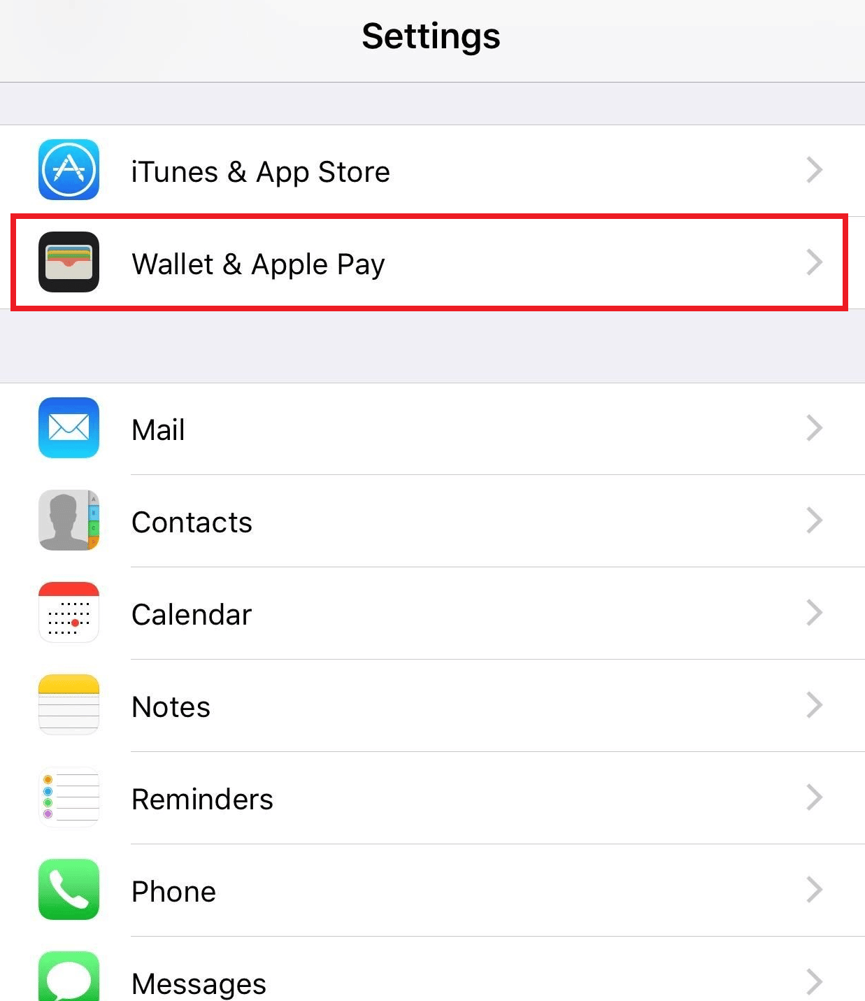Tap on Wallet & Apple Pay from the list | How to Change Apple Payment Method
