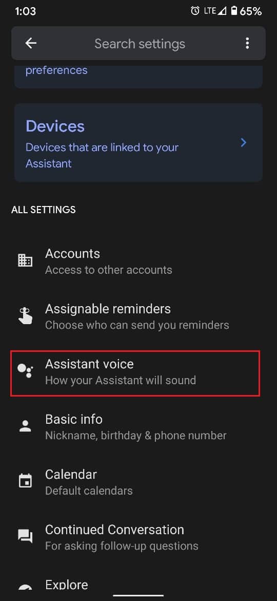 Tap on assistant voice to change it
