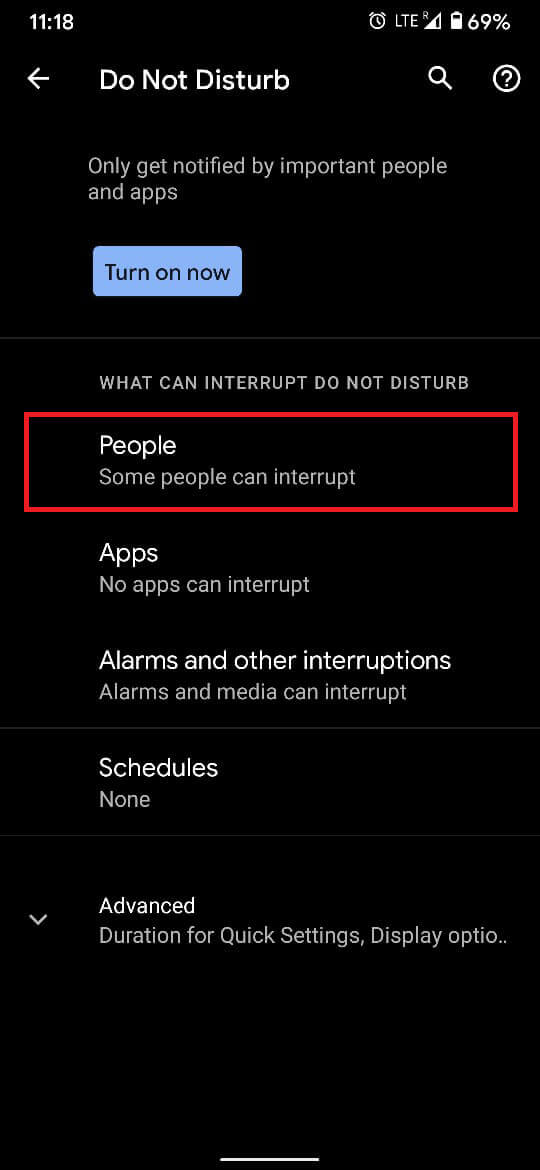 Tap on people to adjust who gets to call you while the ‘Do not Disturb’ mode is turned on.