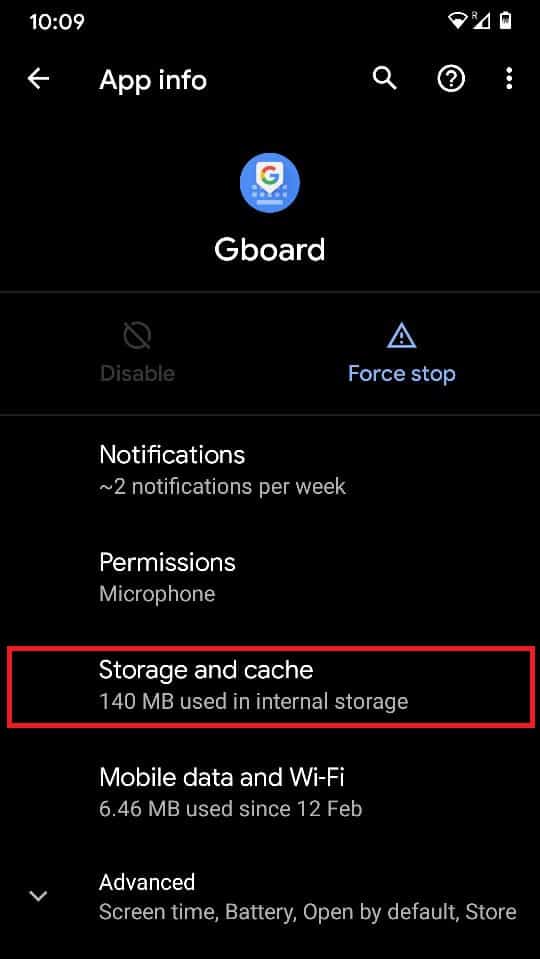 Tap on storage and cache.