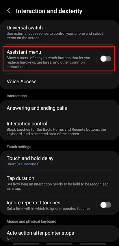 Tap on the Assistant menu option