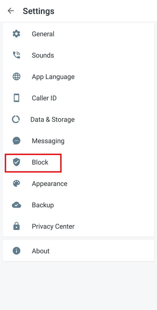Tap on the Block option from the menu.