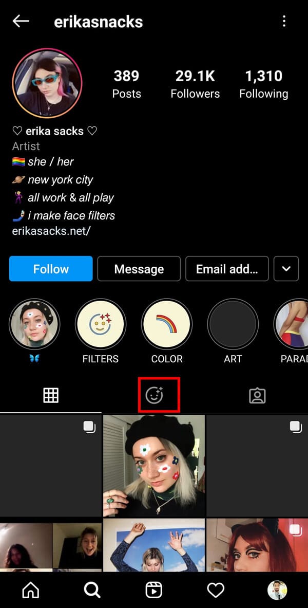 Tap on the Filters icon on their Profile.  | How to Get “Where is Your Soulmate” Filter on Instagram