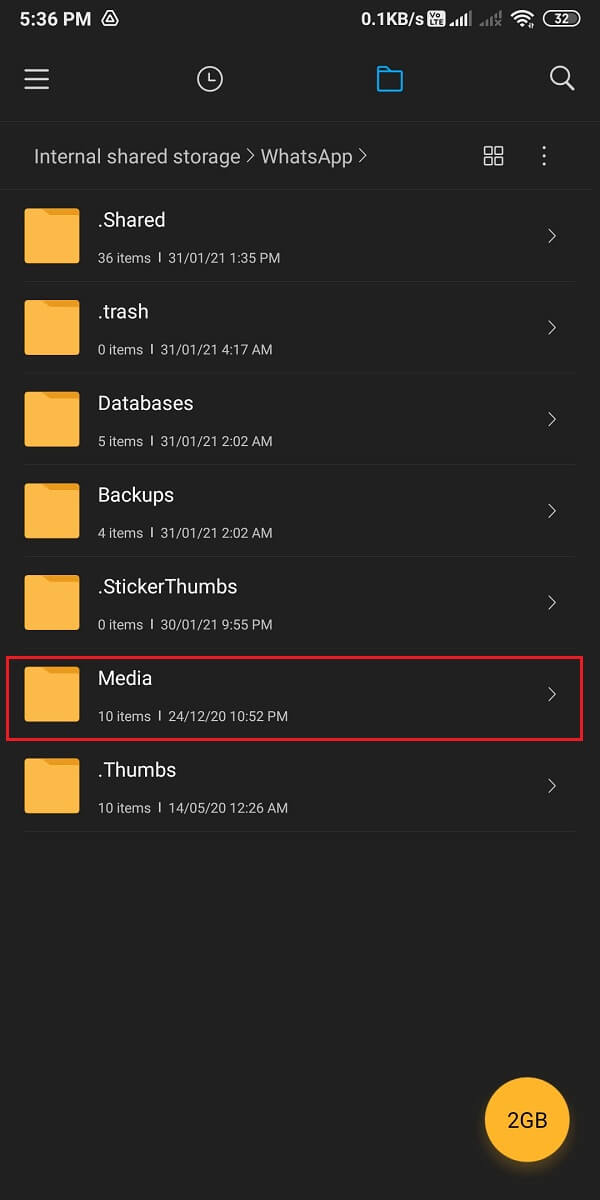 Tap on the Media folder. 