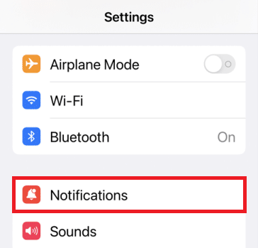 Tap on the Notifications option
