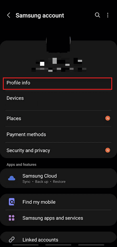 Tap on the Profile info option