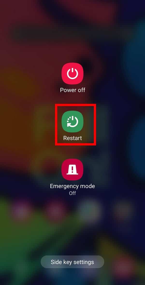 Tap on the Restart icon | Fix “Emergency Calls Only and No Service” Issue on Android