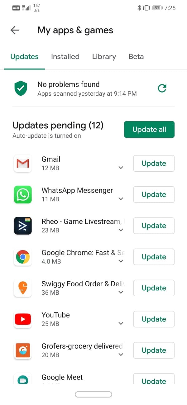 Tap on the Update all button | Automatically Update All Android Apps At Once
