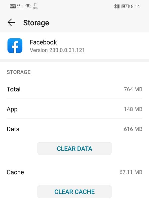 Tap on the clear data and clear cache respective buttons