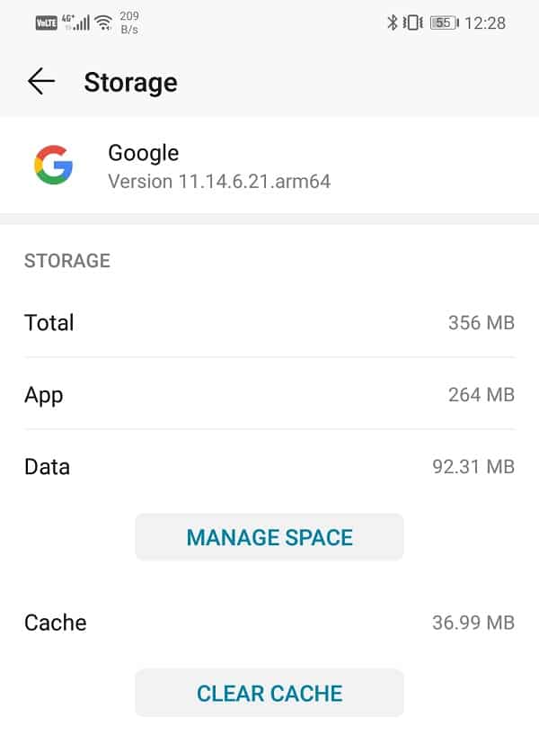 Tap on the clear data and clear cache respective options