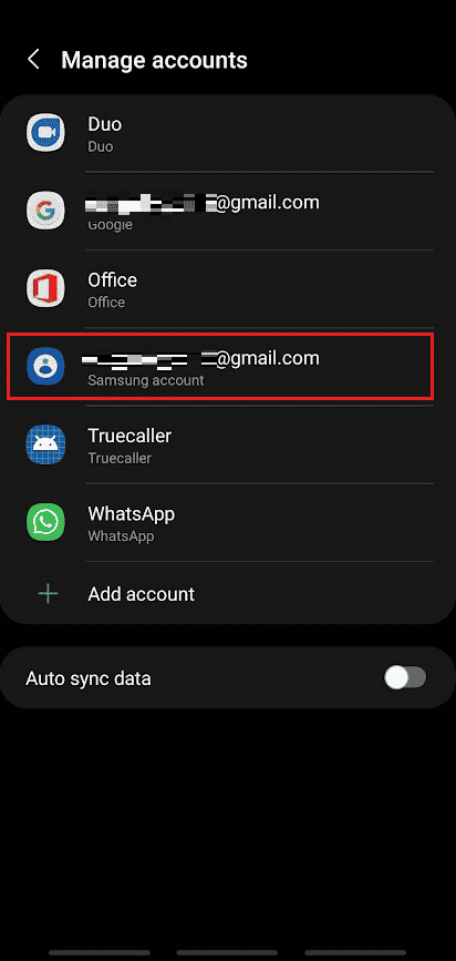 Tap on the desired Samsung account you want to remove from the list