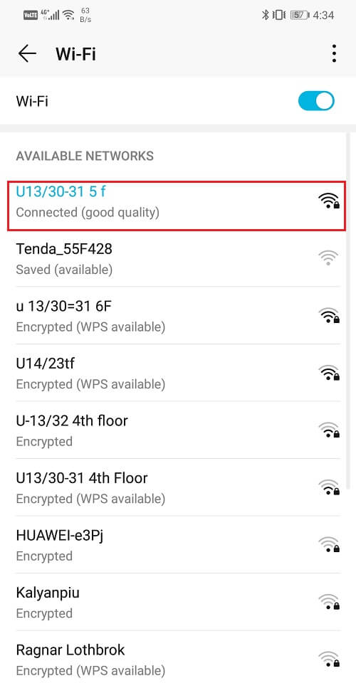 Tap on the name of the Wi-Fi that you are connected to
