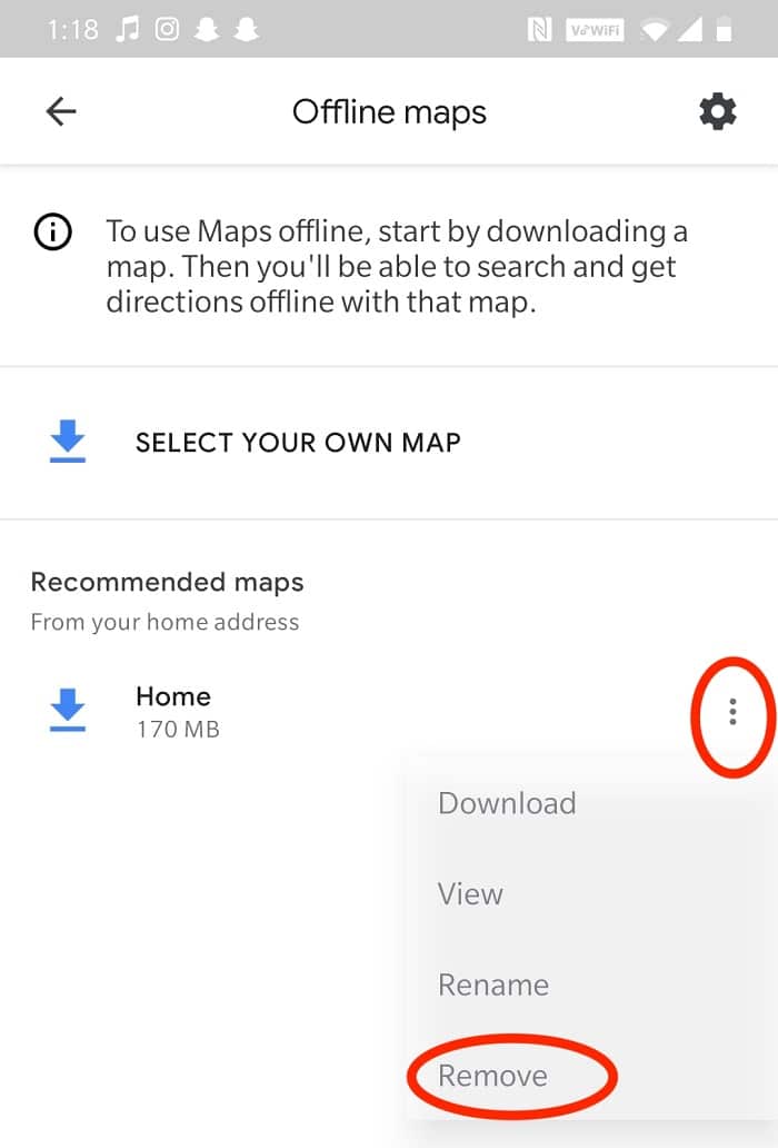 Tap on the three-dotted icon next to the location you wish to remove, and then tap Remove