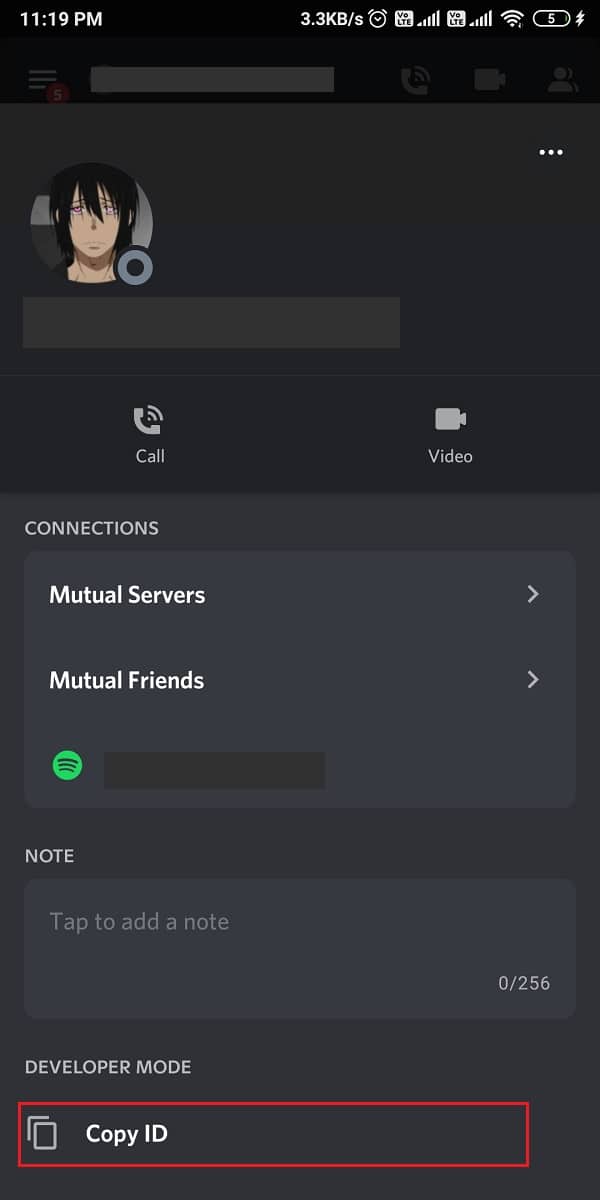 Tap on the user profile to copy their user ID | How to Report a user on Discord on Desktop or Mobile