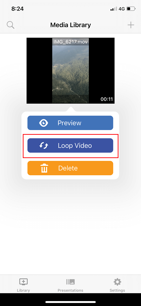 Tap on the video that you just added in the Vloop then tap on the Loop Video