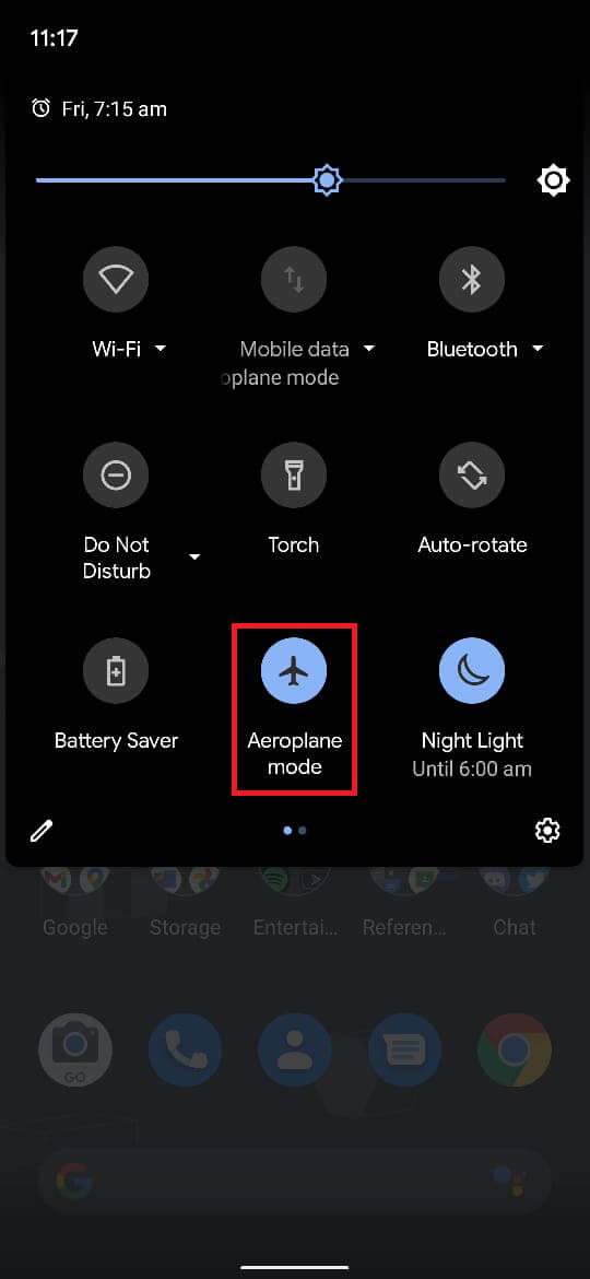 Tap on the ‘Aeroplane Mode’ option to turn it off. | Fix Android Phone Can't Make Or Receive Calls