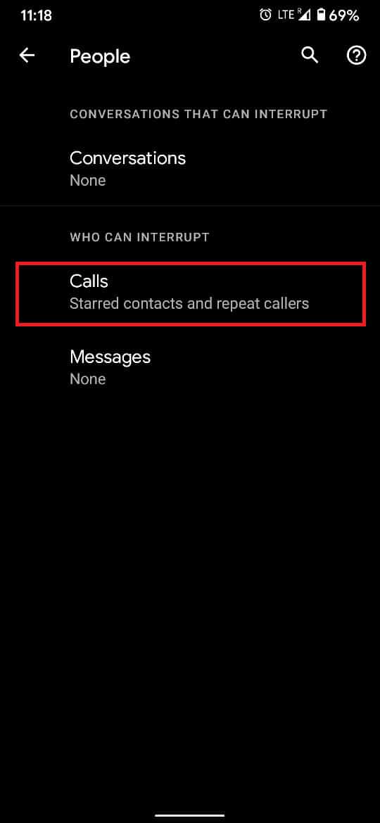 Tap on the ‘Calls’ option to proceed. | Fix Android Phone not Ringing Issue
