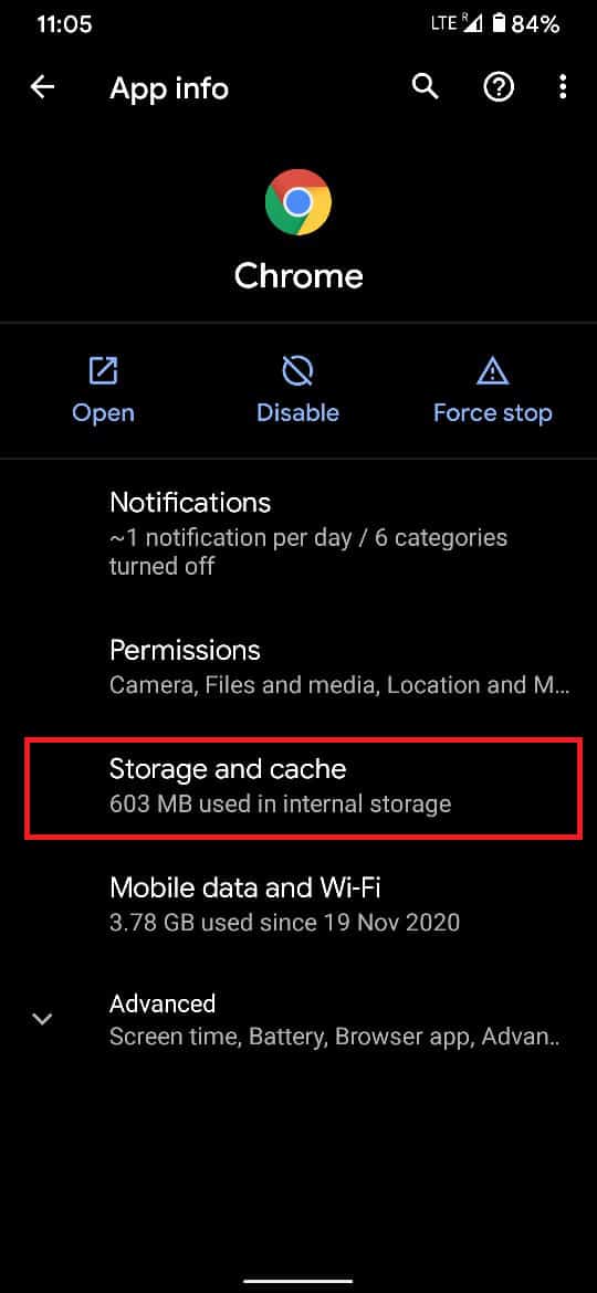 Tap on the ‘Storage and cache’