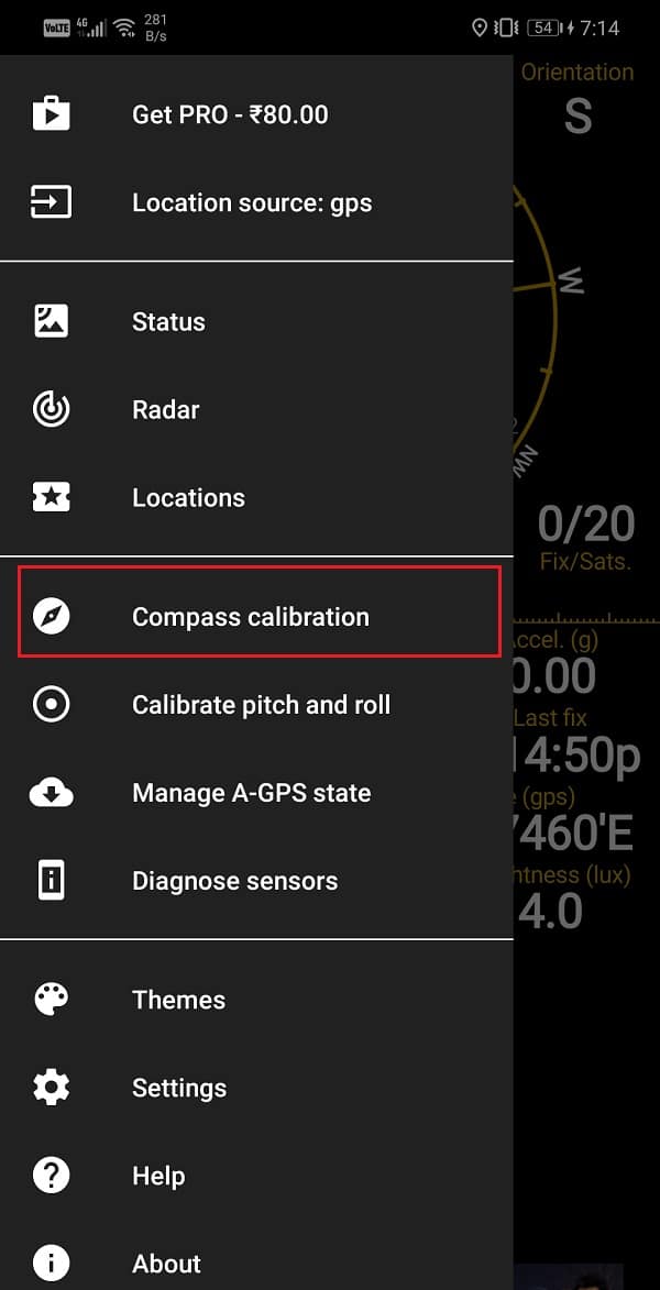 Tap on the “Compass Calibration” button