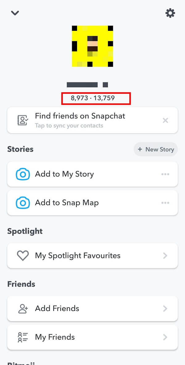 Tap on this “number” to view the number of sent snaps compared to the number of received snaps