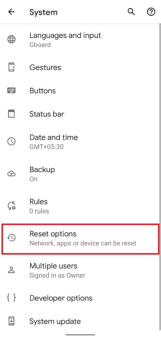 Tap on ‘Reset options’ to continue. | How to Bypass Google Account Verification on Android Phone