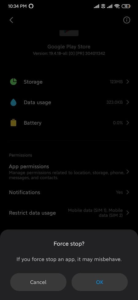 Tapping on force stop under app details will stop all the processes