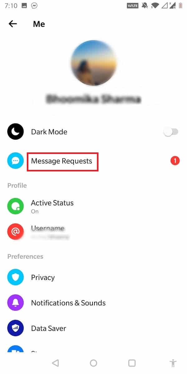 Then tap on your profile picture and select message requests.