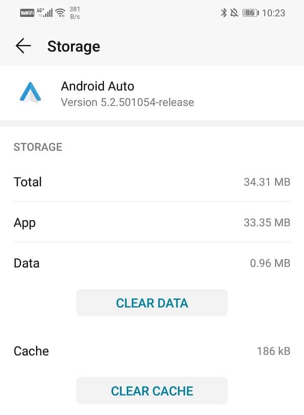 There are options to clear data and clear cache