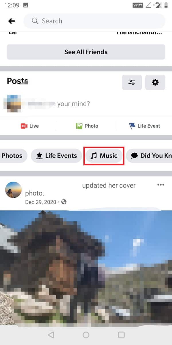 There you will find music card tab. Tap on it. | How to Add Music to your Facebook Profile