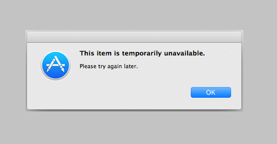 This Item Is Temporarily Unavailable Error