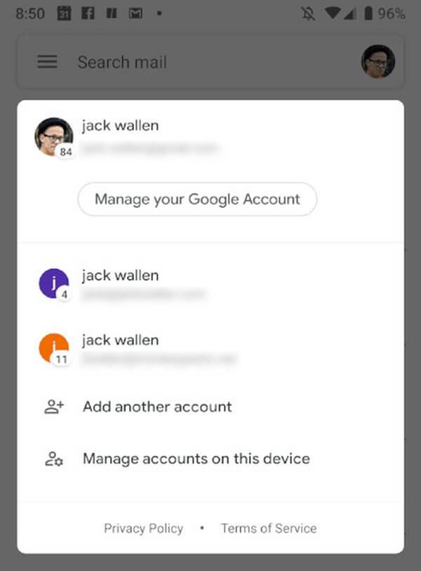 This will show list of Saved Gmail accounts on device