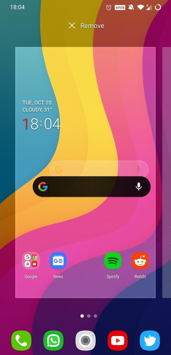 To add the Google Search bar back to your home screen