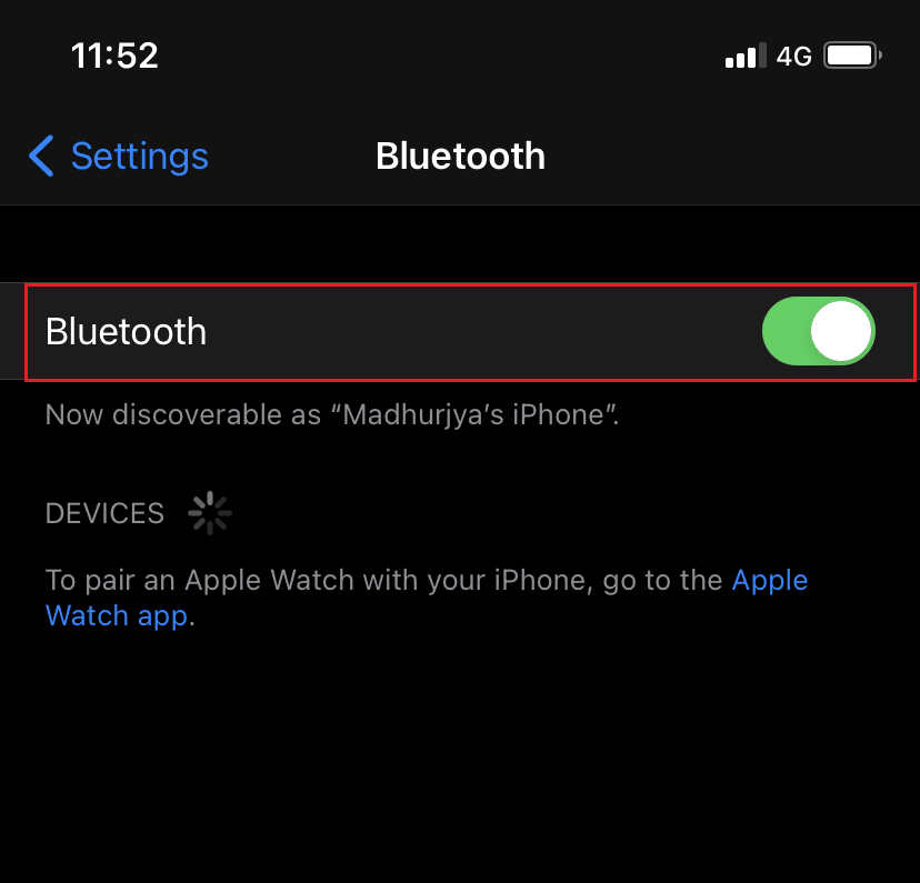 Toggle the Bluetooth option OFF for a few seconds
