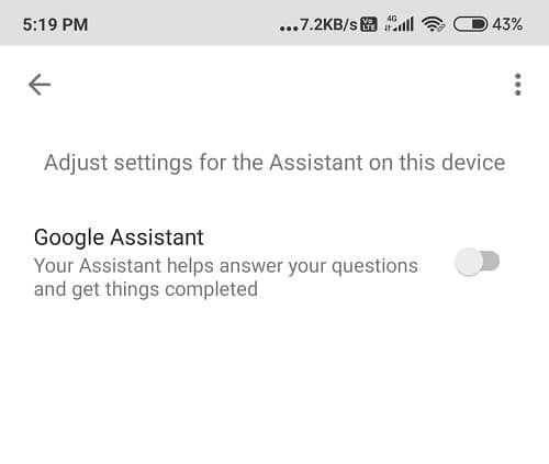 Toggle the Google Assistant button off