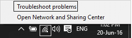 Troubleshoot problems network icon