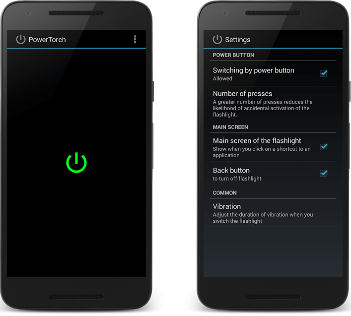 Turn On Flashlight On Android Devices using Power Button Torch app