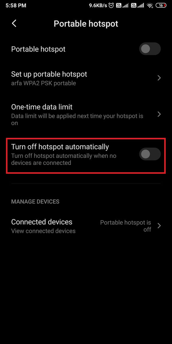 Turn off hotspot automatically