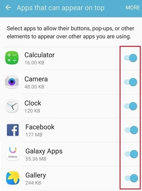 Turn-off screen overlay for one or more apps