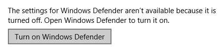 Turn on Windows Defender