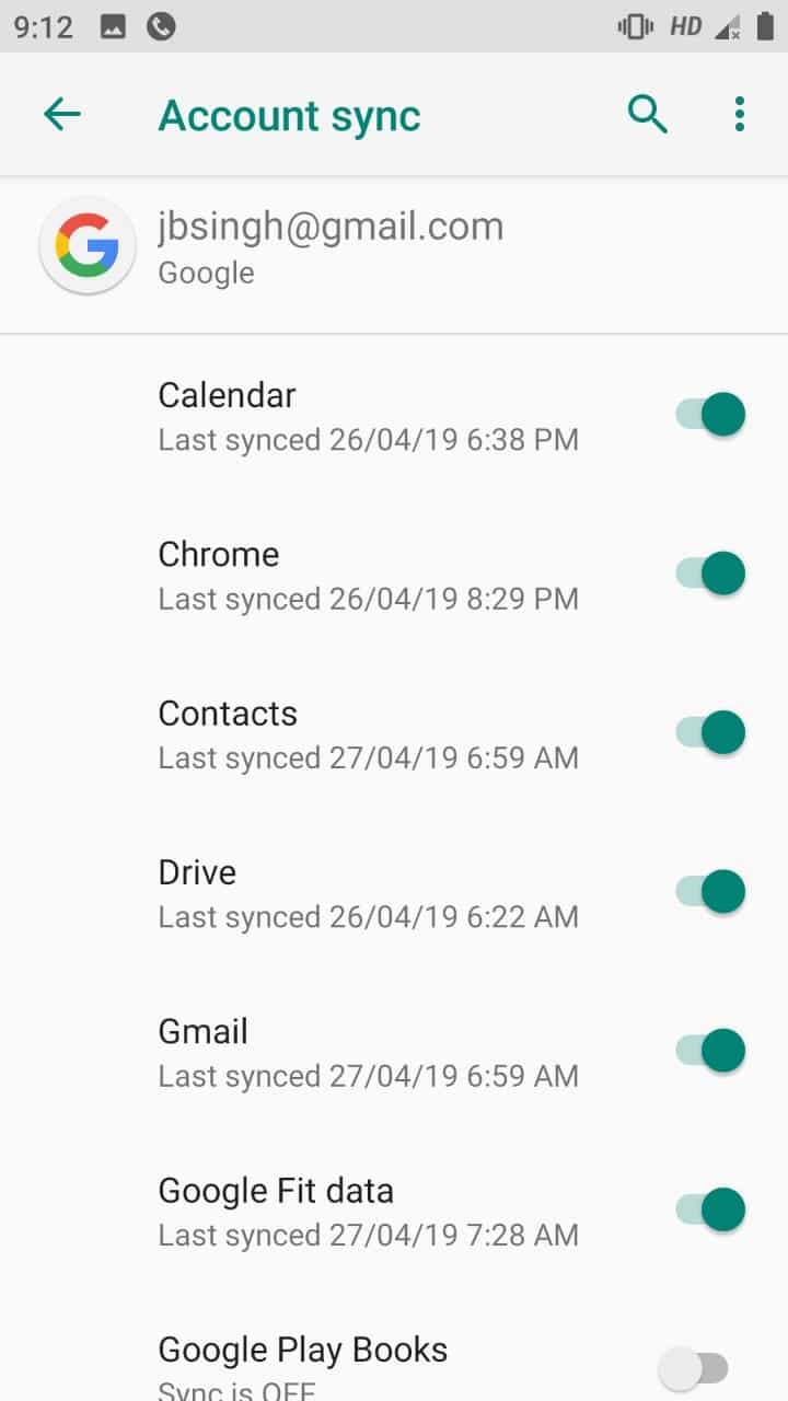 Turn on the sync for your Google account | Fix Android.Process.Media Has Stopped Error