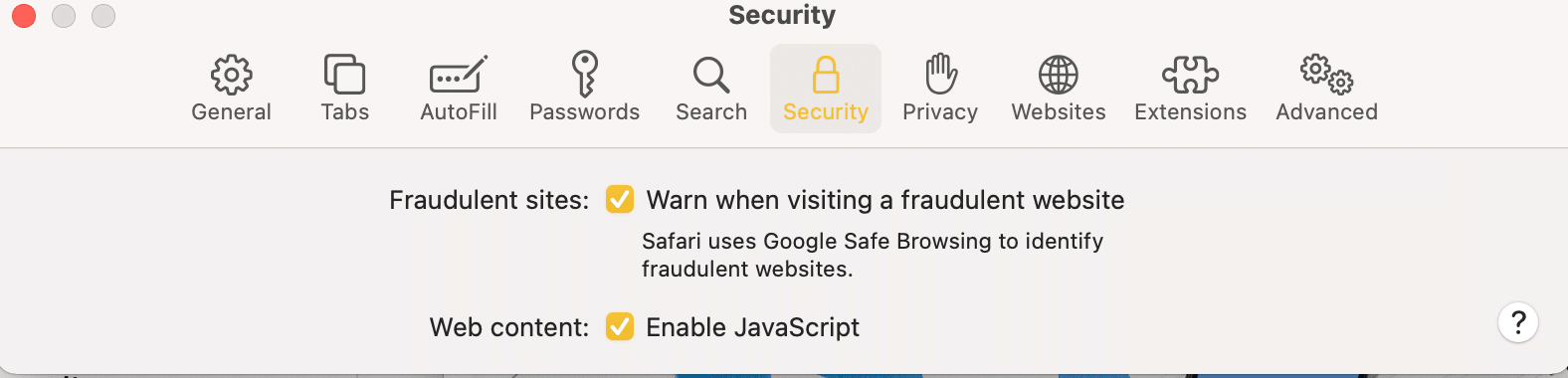 Turn the toggle ON for Warn when visiting a fraudulent website