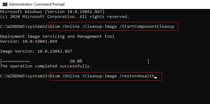Type another command Dism /Online /Cleanup-Image /restorehealth and wait for it to complete