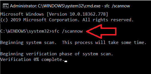 Type the command line sfc /scannow and press enter | Fix Error Code 0x80004005: Unspecified Error in Windows 10