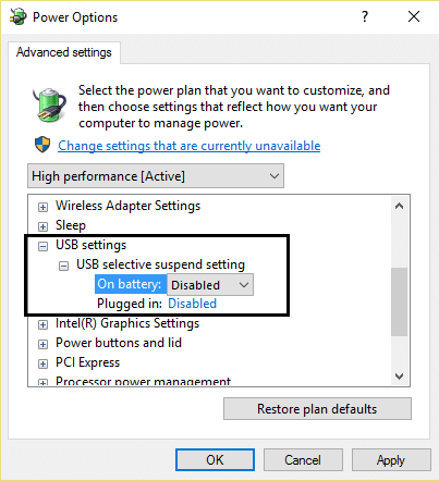 Enable or Disable USB Selective Suspend Settings in Windows 10
