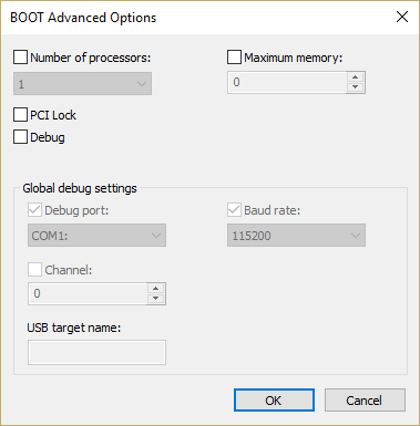 Uncheck Maximum Memory in BOOT Advanced Options