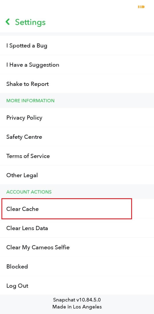 Under Account Actions section, click on Clear cache | Fix Snapchat lags or crashing issue on Android
