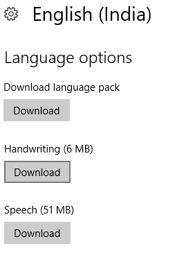 Under Download language pack, Handwriting, and Speech click Download one by one